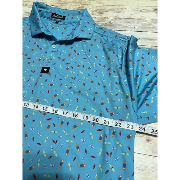Bad Birdie Patterned Golf Shirt Men's XXL Blue Fun Funky Polo Performance NWOT - Picture 6 of 7